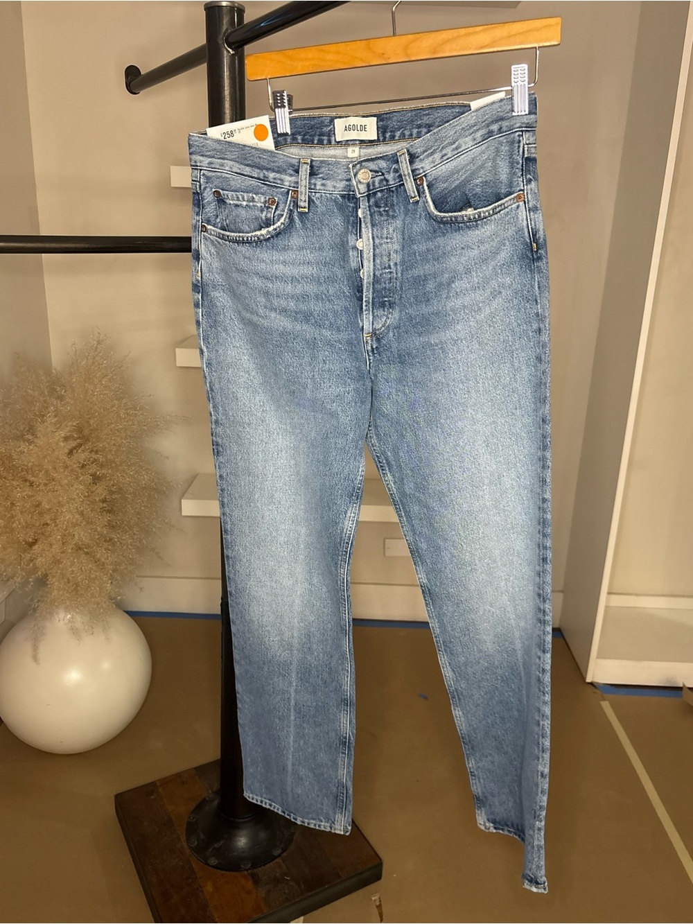 Agolde Lana Jeans Light Blue High-Rise Straight Jeans